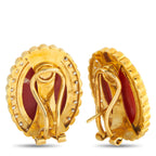 18K Yellow Gold 1.80ct Diamond and Coral Earrings