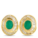 18K Yellow Gold 3.40ct Diamond and Emerald Clip-On Earrings