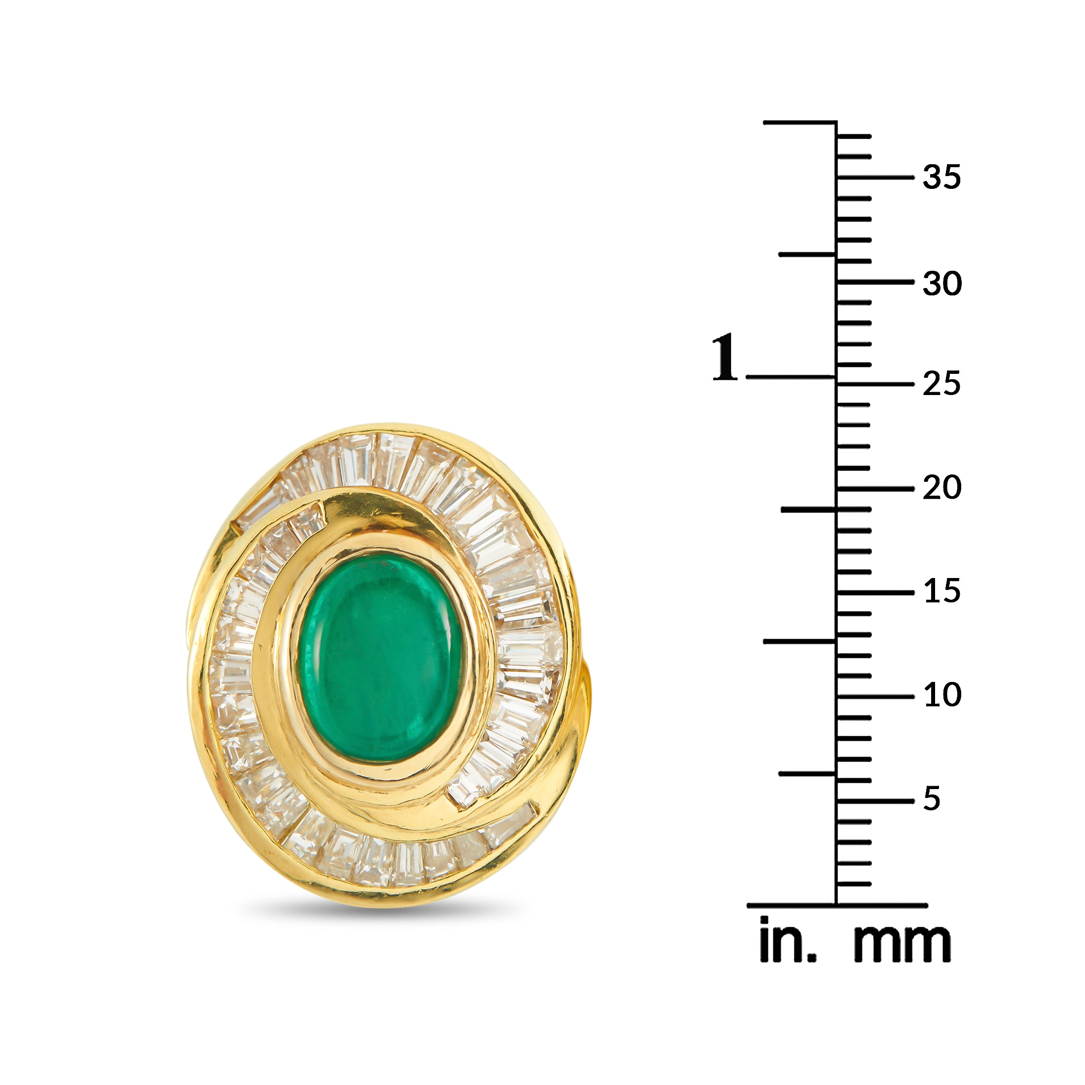 18K Yellow Gold 3.40ct Diamond and Emerald Clip-On Earrings