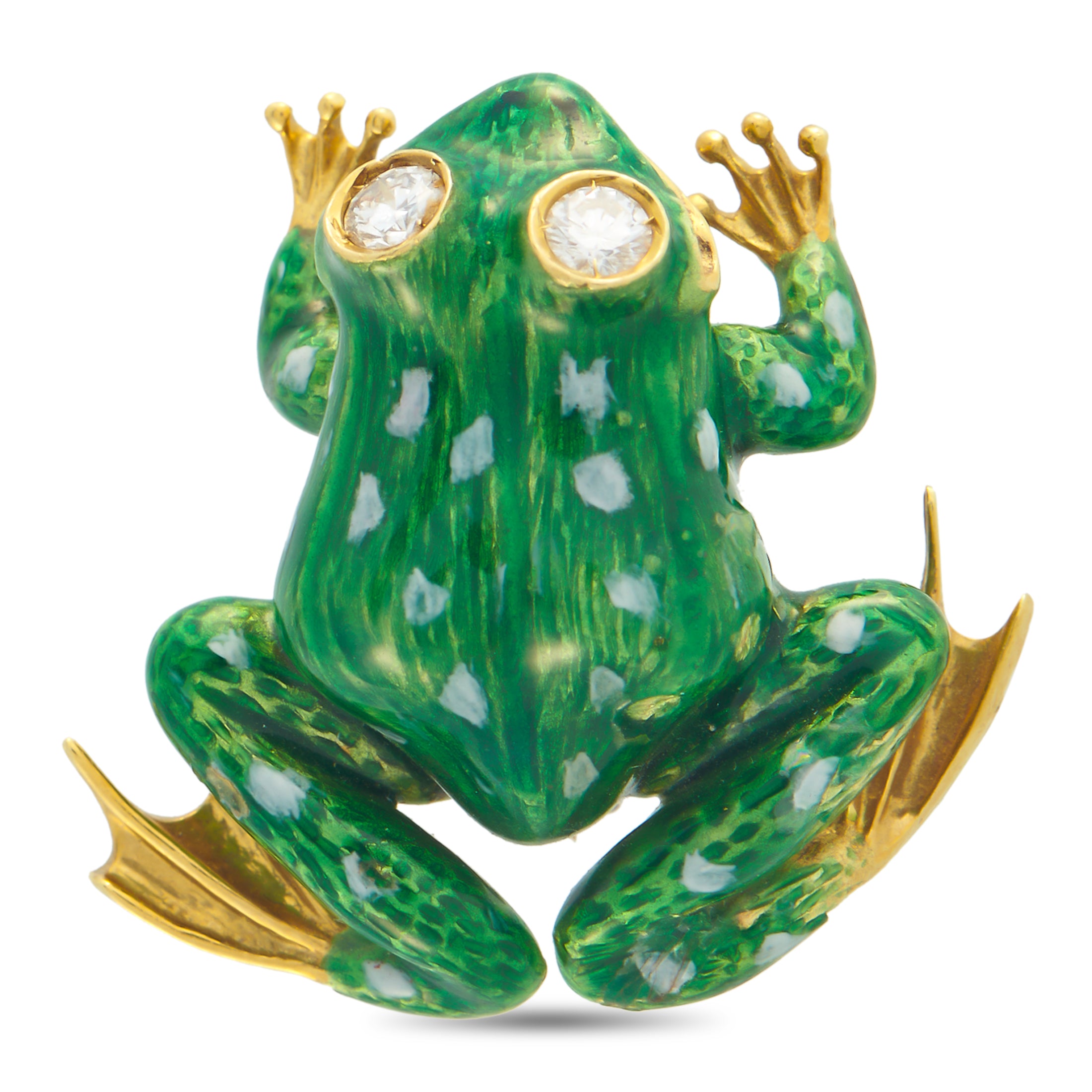 18K Yellow Gold 0.30ct Diamond Frog Brooch