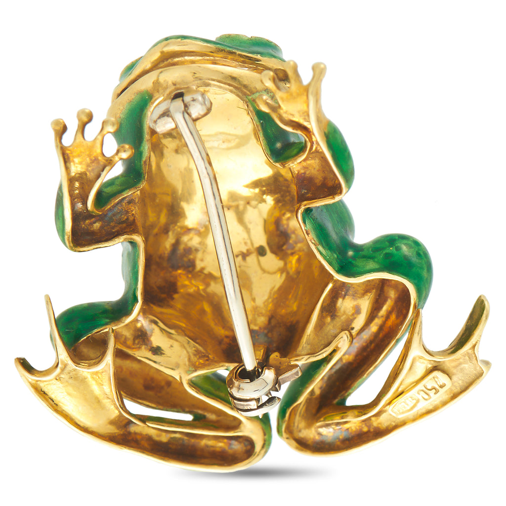 18K Yellow Gold 0.30ct Diamond Frog Brooch