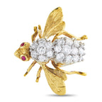 18K Yellow Gold 1.75ct Diamond Bee Brooch