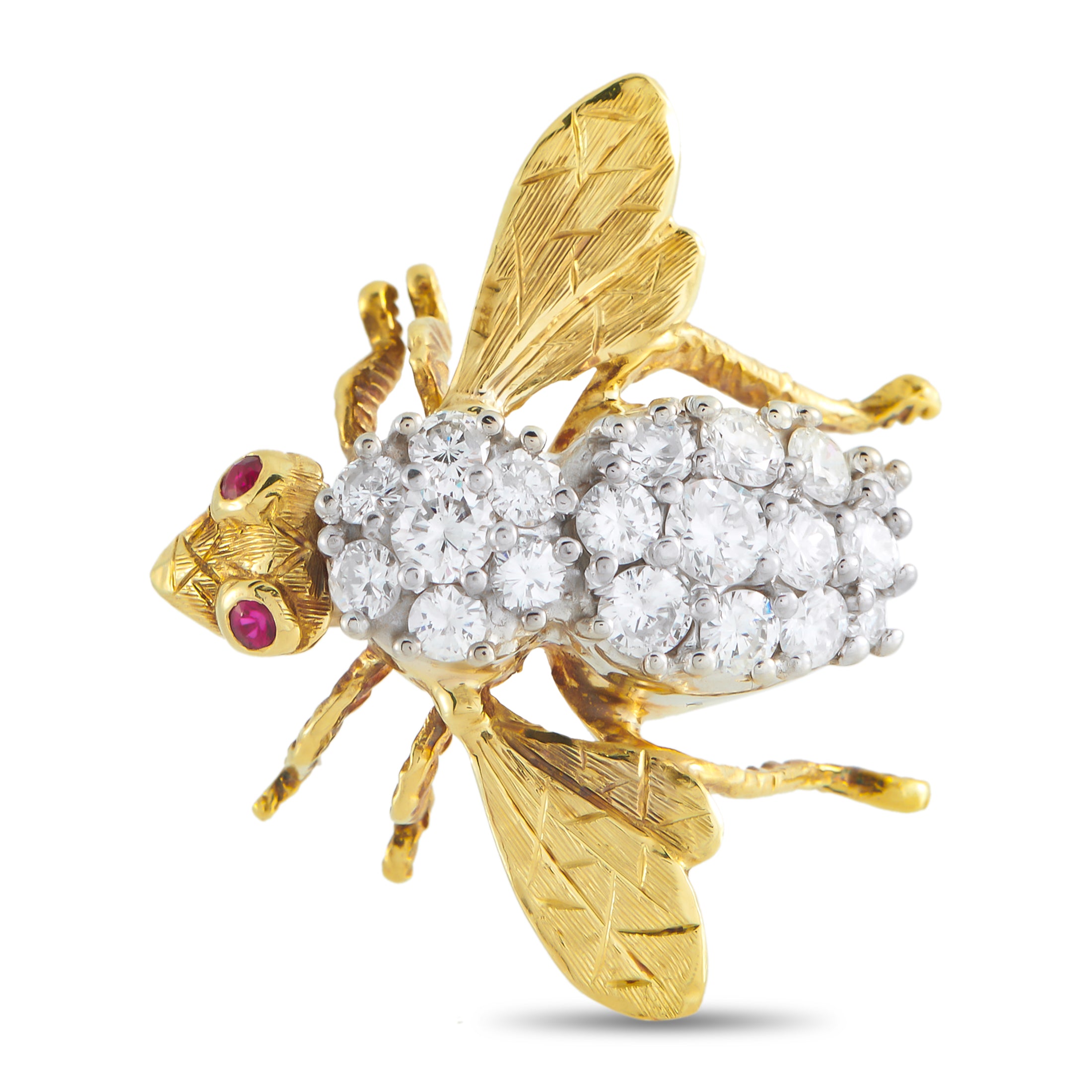 18K Yellow Gold 1.75ct Diamond Bee Brooch