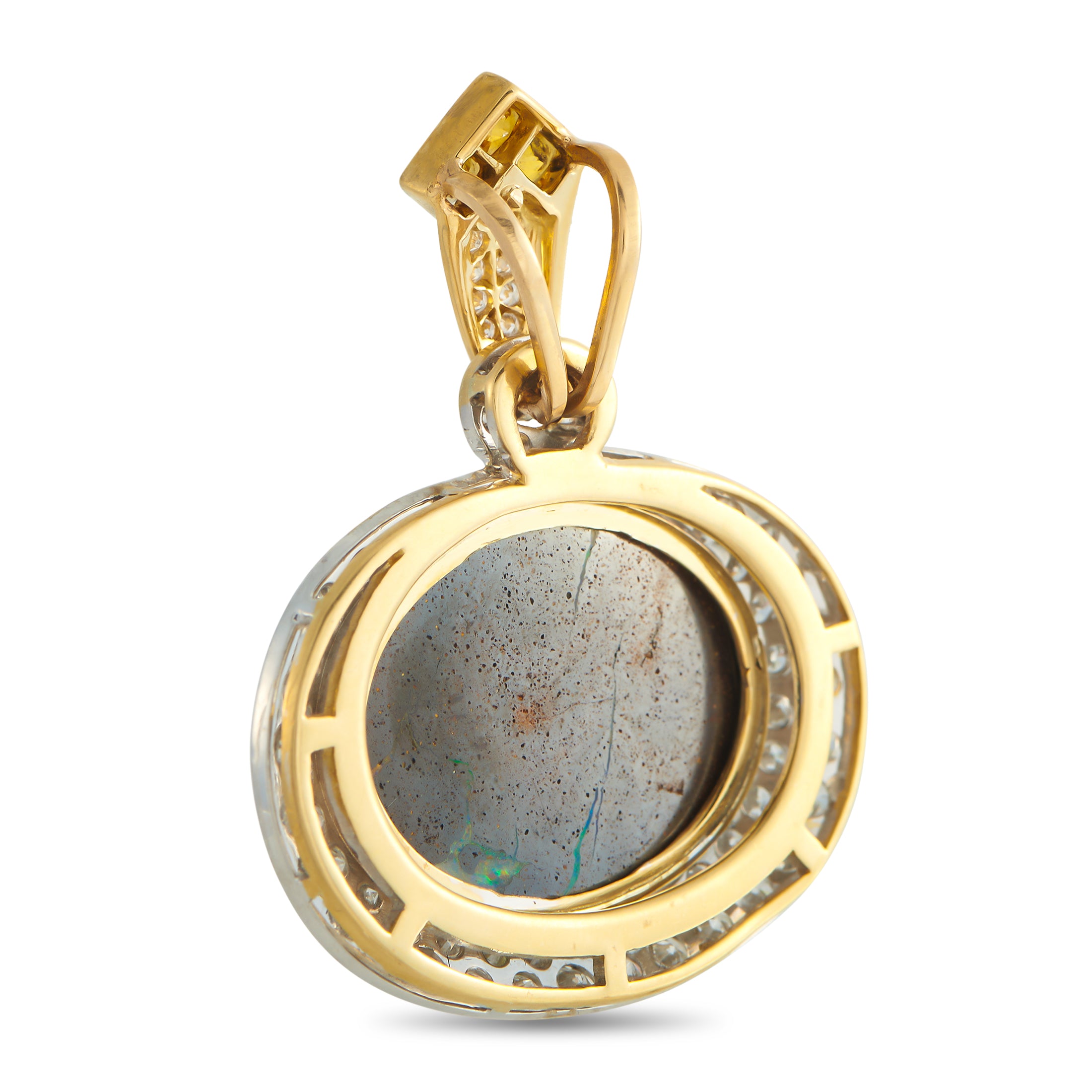 18K Yellow Gold 1.50ct Diamond and Boulder Opal Pendant