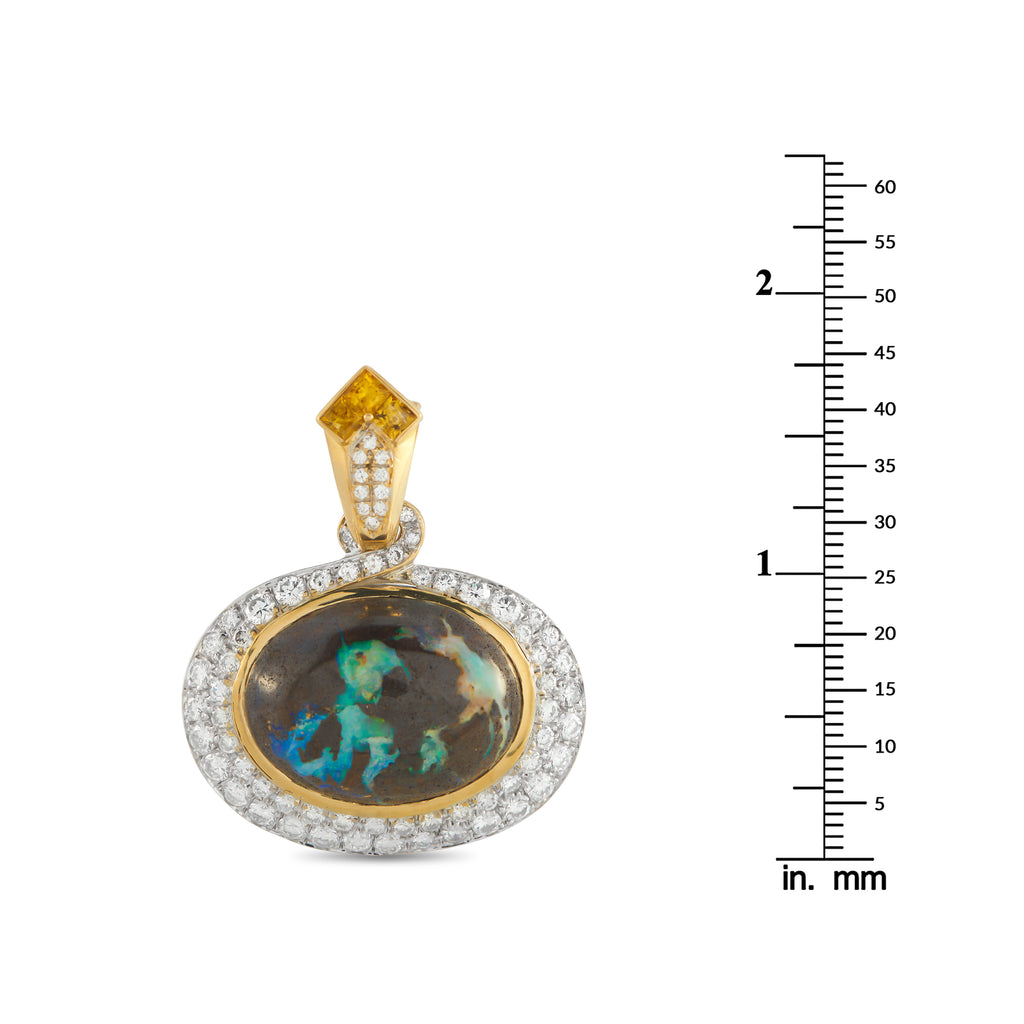18K Yellow Gold 1.50ct Diamond and Boulder Opal Pendant