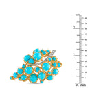 18K Yellow Gold Diamond and Turquoise Brooch