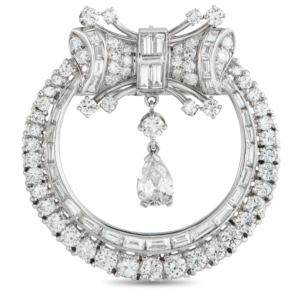 Platinum 5.80ct Diamond Art Deco Brooch