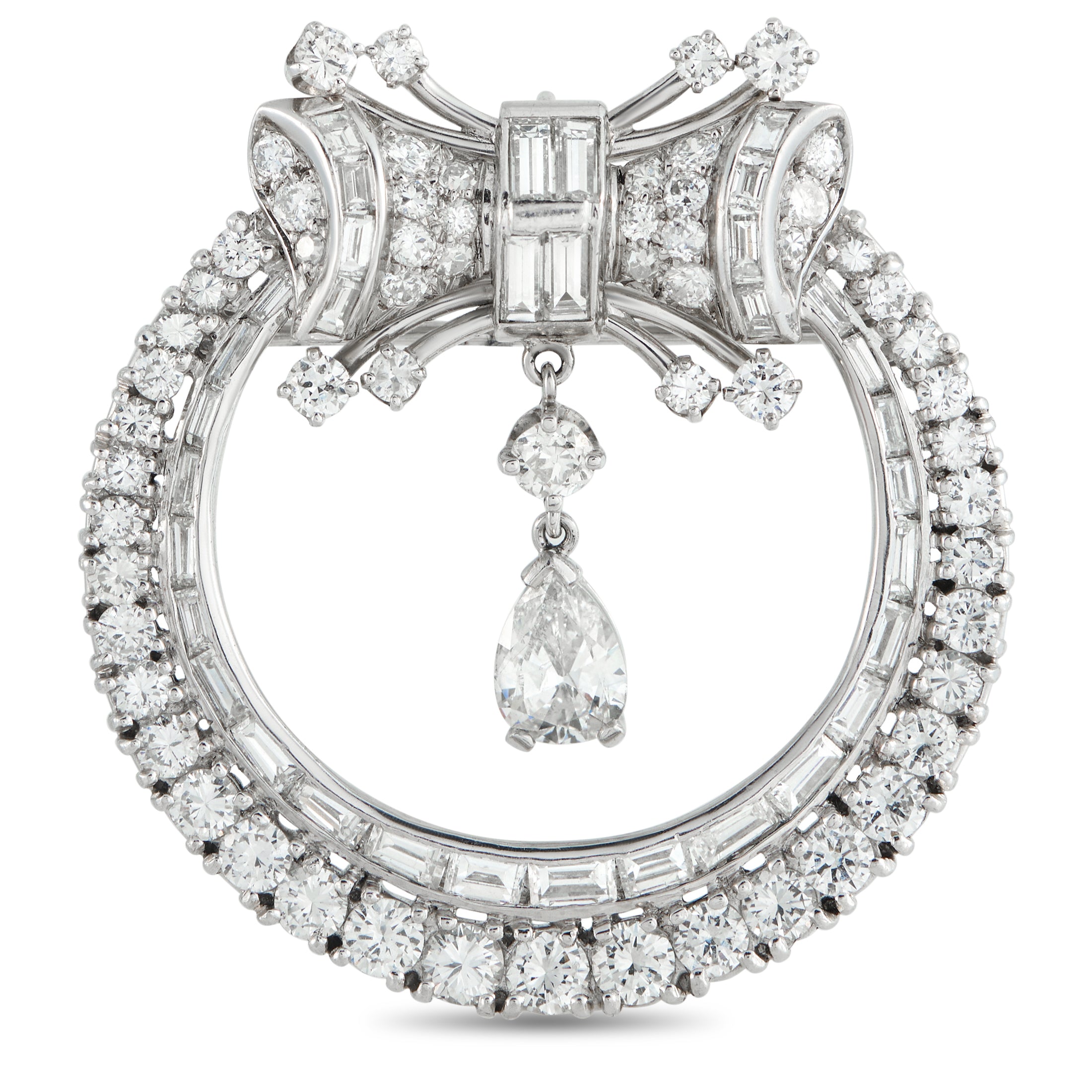 Platinum 5.80ct Diamond Art Deco Brooch