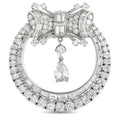 Platinum diamond Art Deco brooch with round halo and pear-drop dangling charm