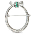 Platinum 0.85ct Diamond and Emerald Brooch