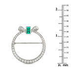 Platinum 0.85ct Diamond and Emerald Brooch