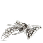 Platinum 3.65ct Diamond and Pearl Brooch