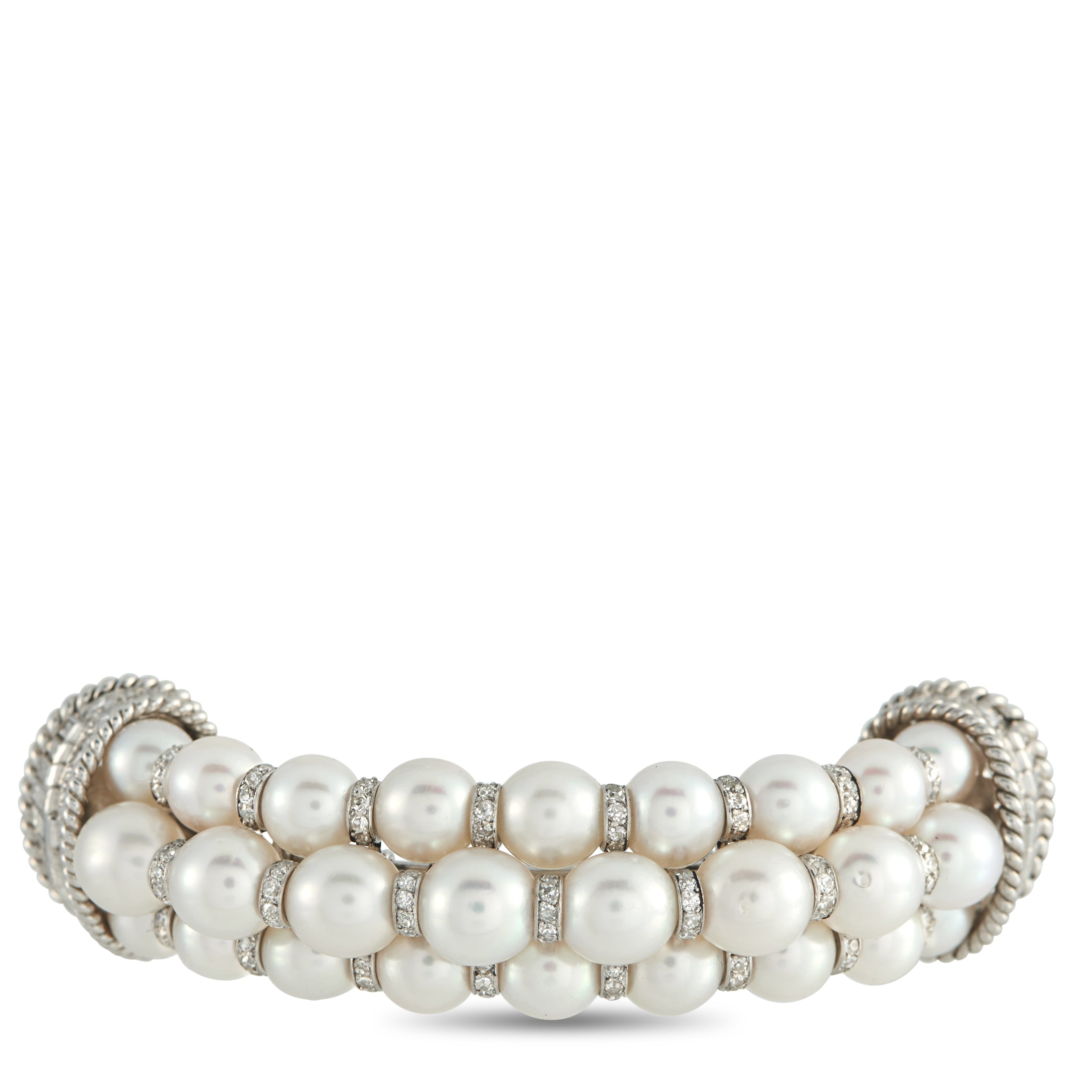 Platinum 3.80ct Diamond and Pearl Brooch