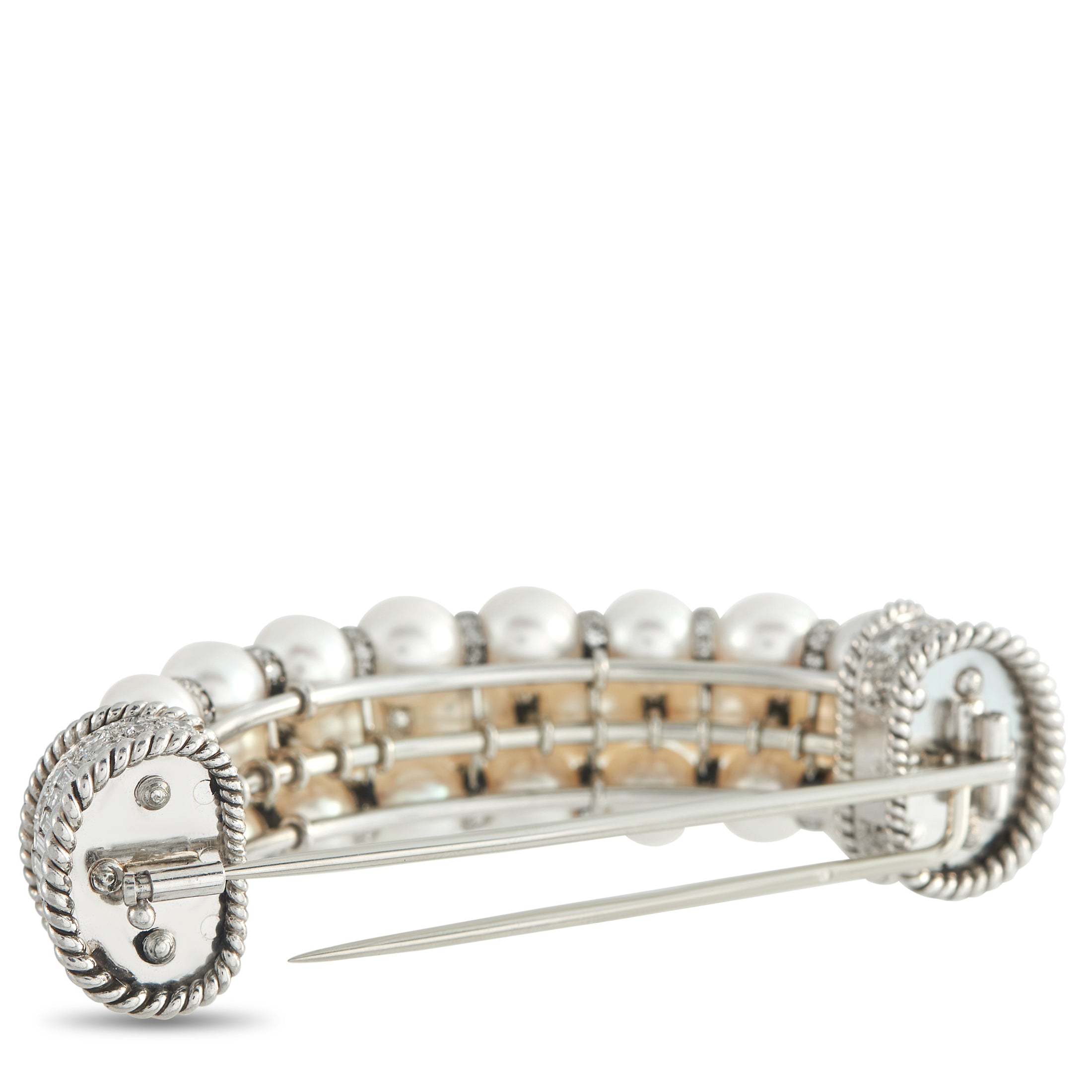 Platinum 3.80ct Diamond and Pearl Brooch