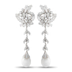 Platinum 7.0ct Diamond and Pearl Earrings