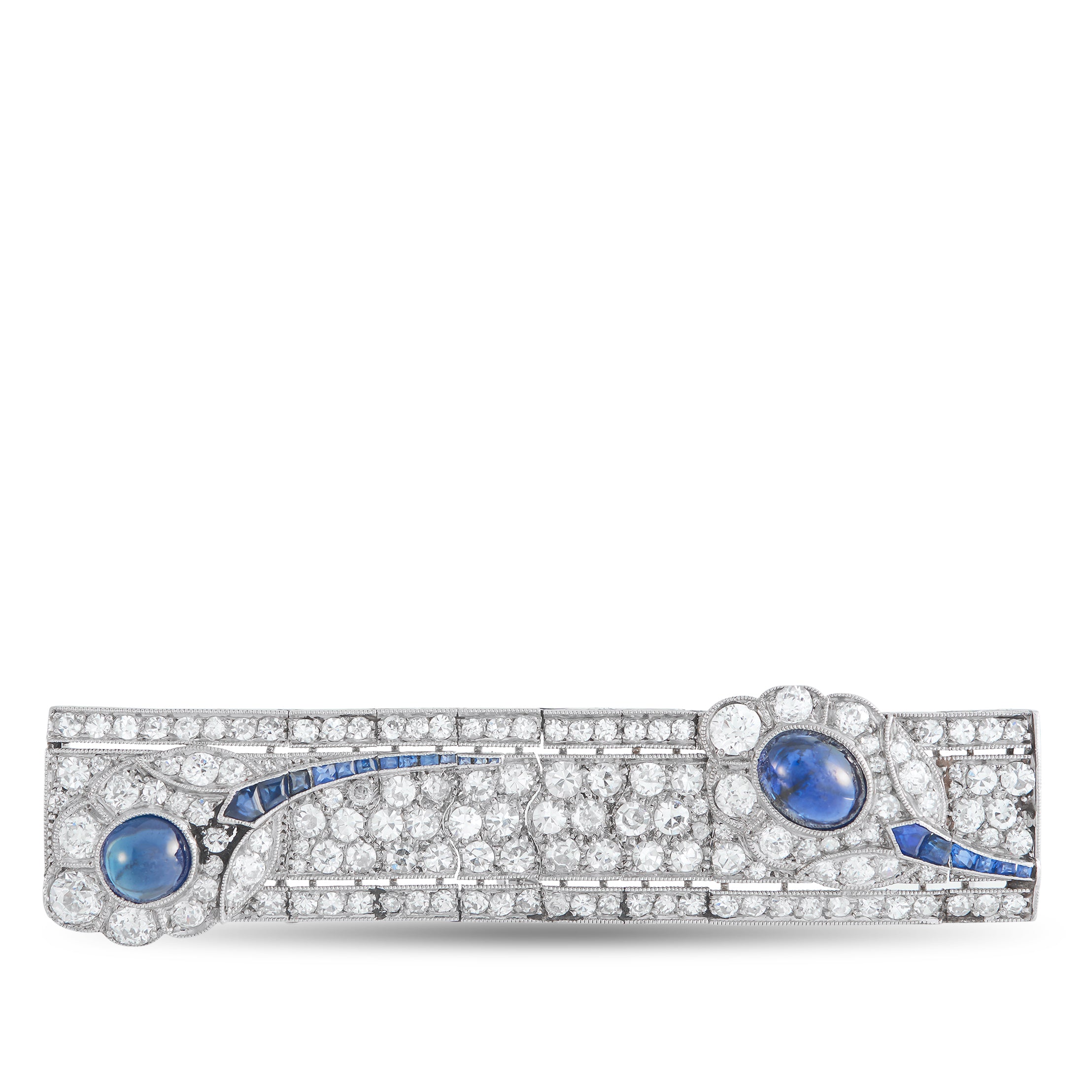 Platinum 4.0ct Diamond and Sapphire Brooch