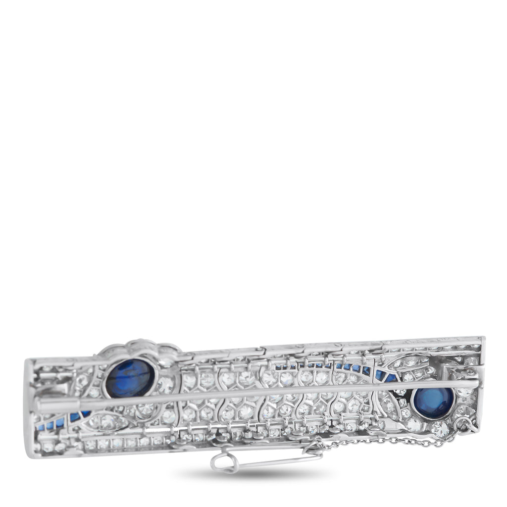 Platinum 4.0ct Diamond and Sapphire Brooch