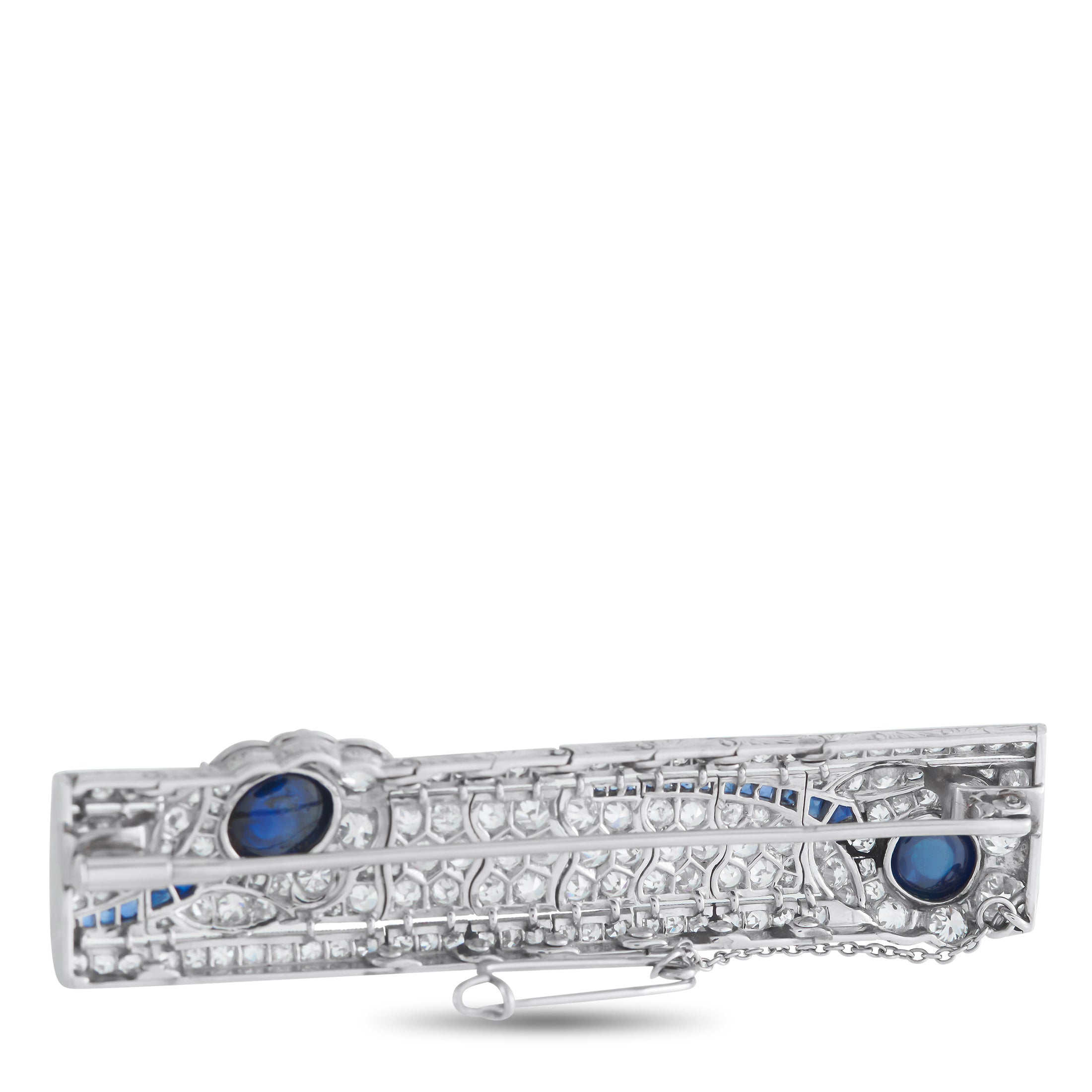 Platinum 4.0ct Diamond and Sapphire Brooch