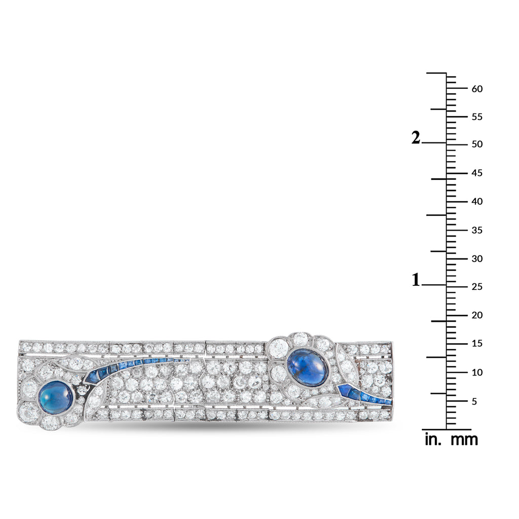 Platinum 4.0ct Diamond and Sapphire Brooch