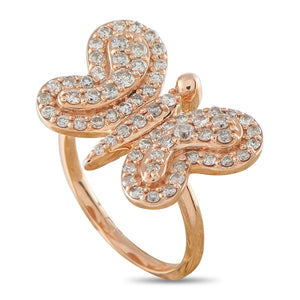 10K Rose Gold 1.10ct Diamond Butterfly Ring