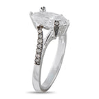 10K white gold diamond ring with marquise-cut center stone and pavé shoulders