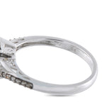 10K white gold diamond ring, side view with pavé diamonds visible