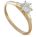 10k yellow gold ring with round diamond center stone and three-prong setting