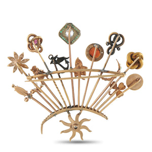14K Rose Gold 0.60ct Diamond Fan Brooch