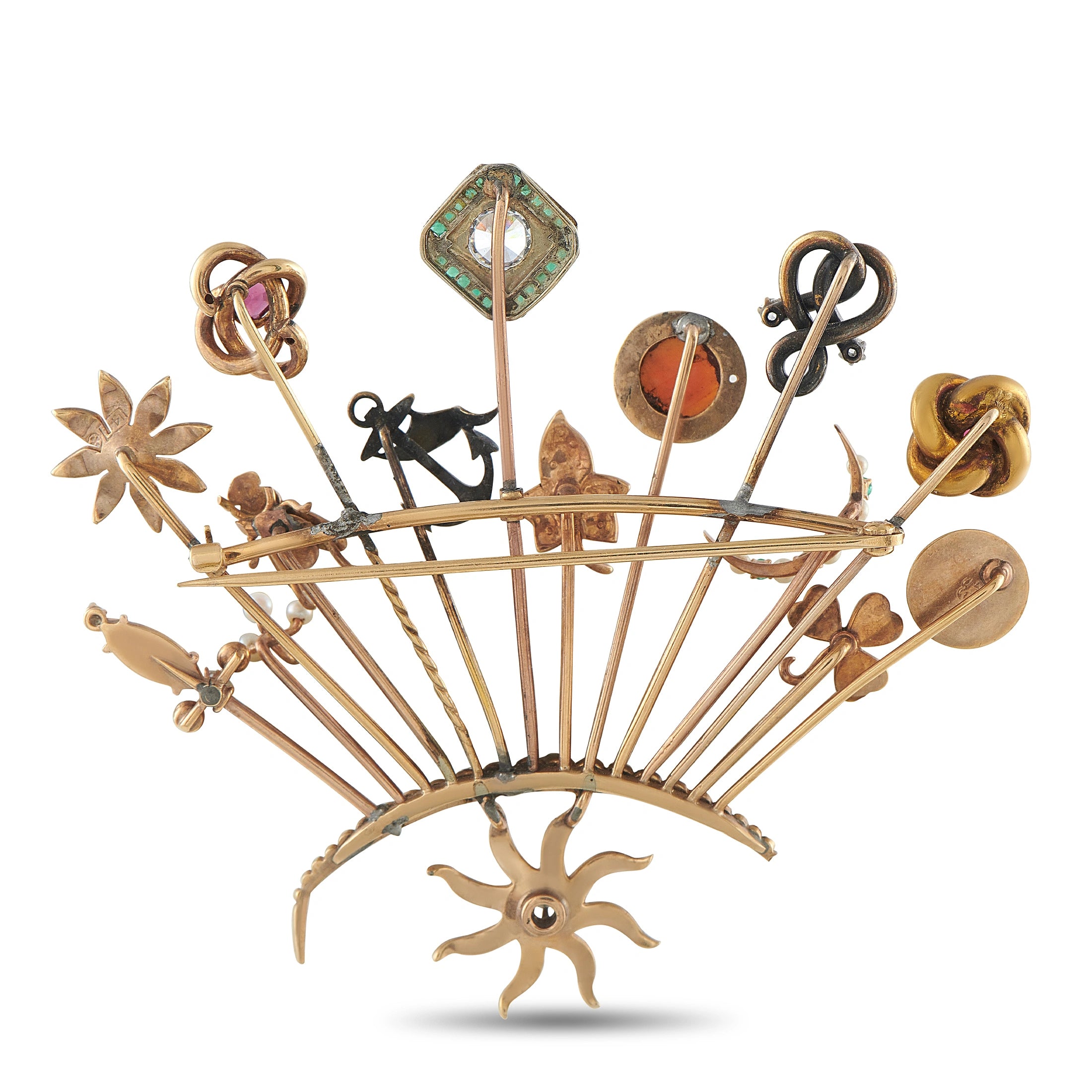 14K Rose Gold 0.60ct Diamond Fan Brooch