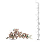 Antique 14K Rose Gold and Silver Rose-Cut Diamond, Emerald, and Pearl Leaf Brooch