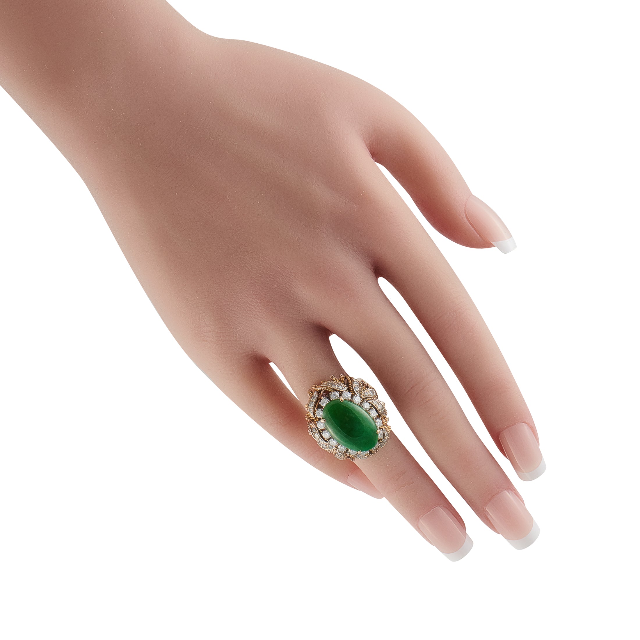 14K Rose Gold 1.0ct Diamond and Jade Ring