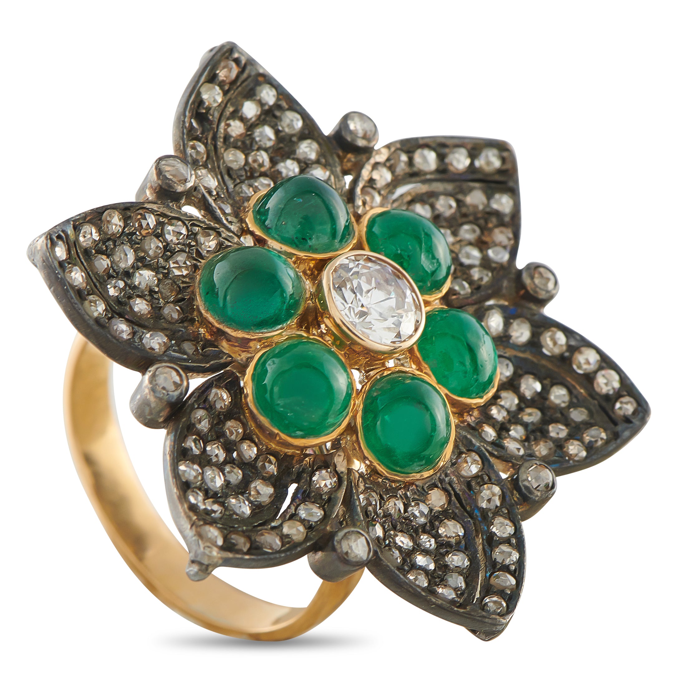 14K Rose Gold 2.0ct Diamond and Emerald Ring