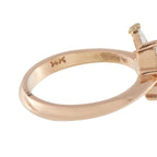 14K rose gold ring band with inside engraving, prong-set marquise diamond cluster