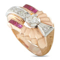 14K rose gold ring with ruby baguettes and diamond accents