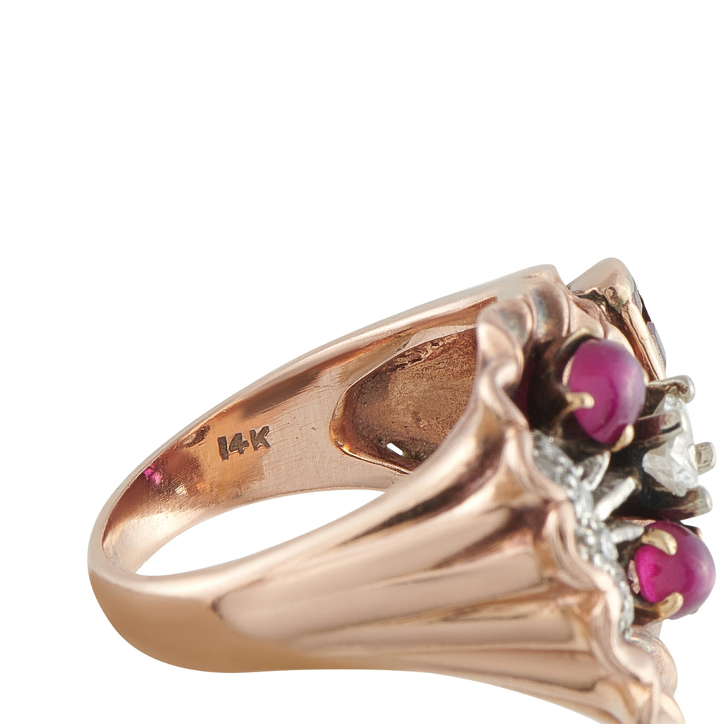 14K Rose Gold 0.45ct Diamond and Star Ruby Ring