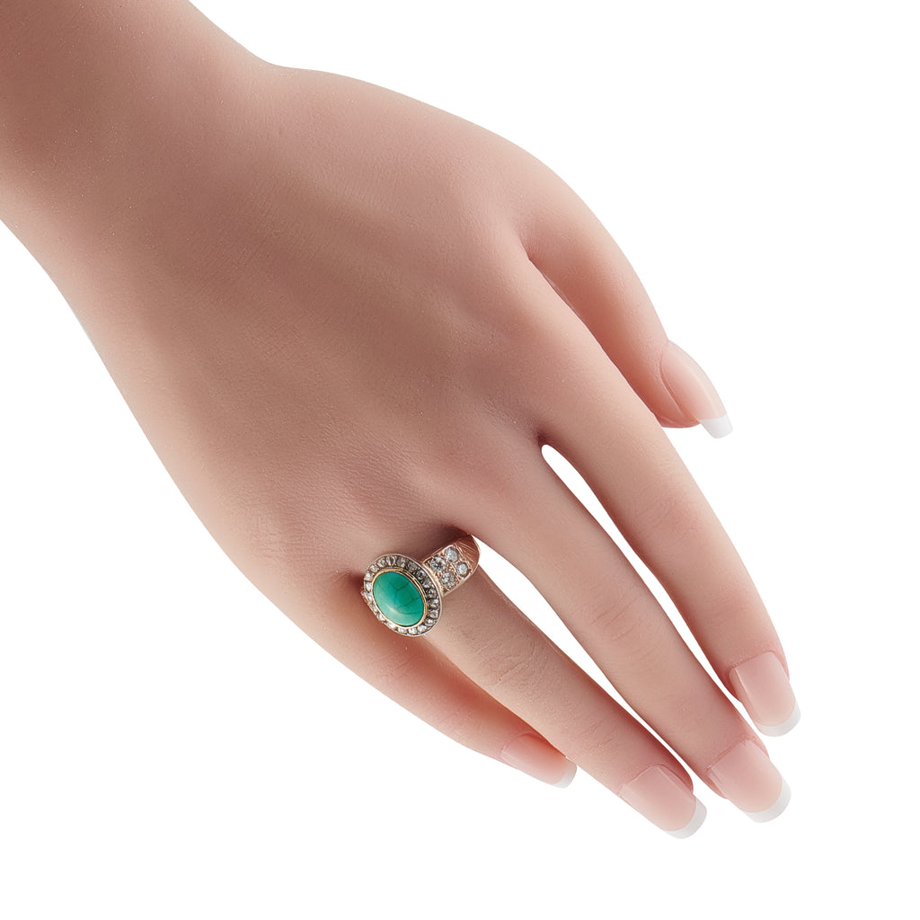 Vintage 14K Rose Gold 0.84ct Diamond and Turquoise Ring