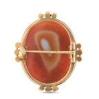 14K Rose Gold Hardstone Agate and Pearl Cameo Brooch