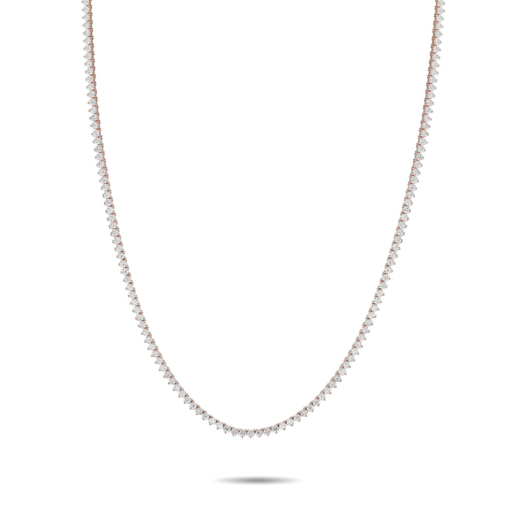 Exclusive 14K Rose Gold 7.57ct Lab-Grown Diamond Tennis Necklace MF17-072225 – This tennis necklace is elegant, sophisticated