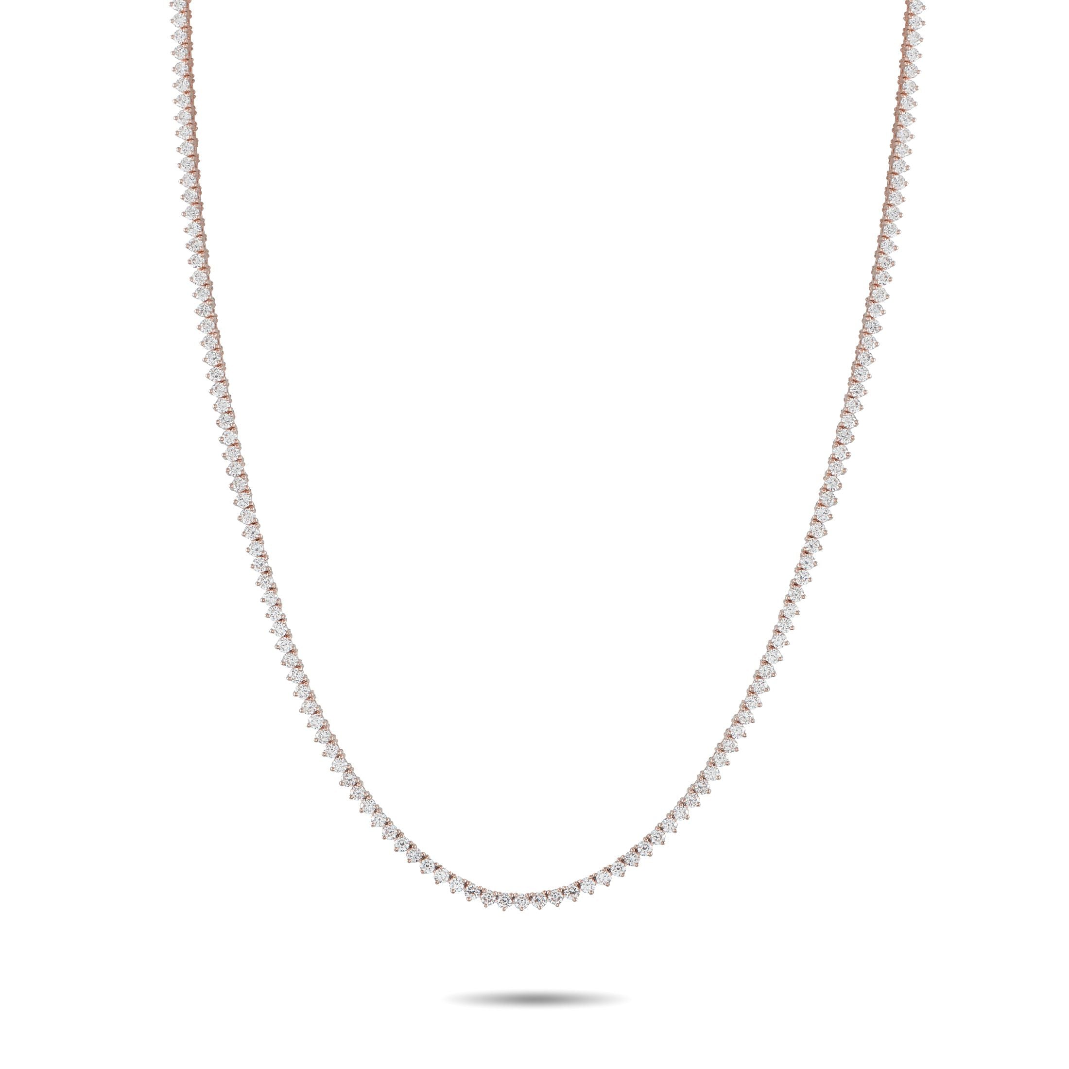 Exclusive 14K Rose Gold 7.57ct Lab-Grown Diamond Tennis Necklace MF17-072225 – This tennis necklace is elegant, sophisticated