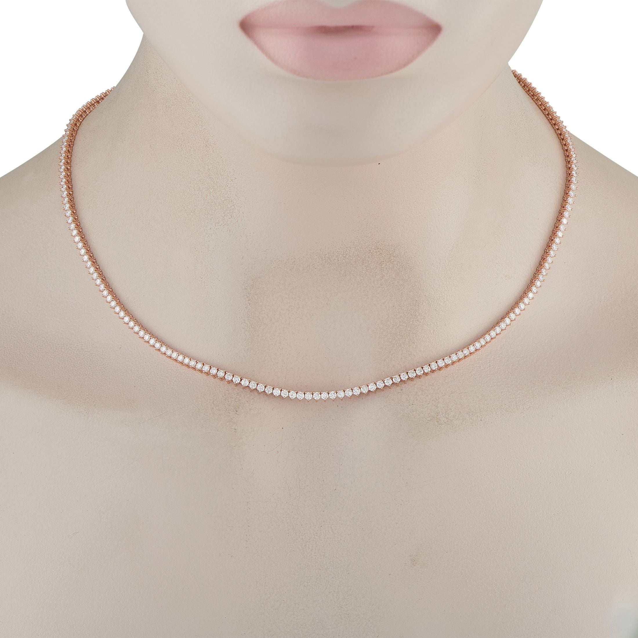 Exclusive 14K Rose Gold 7.57ct Lab-Grown Diamond Tennis Necklace