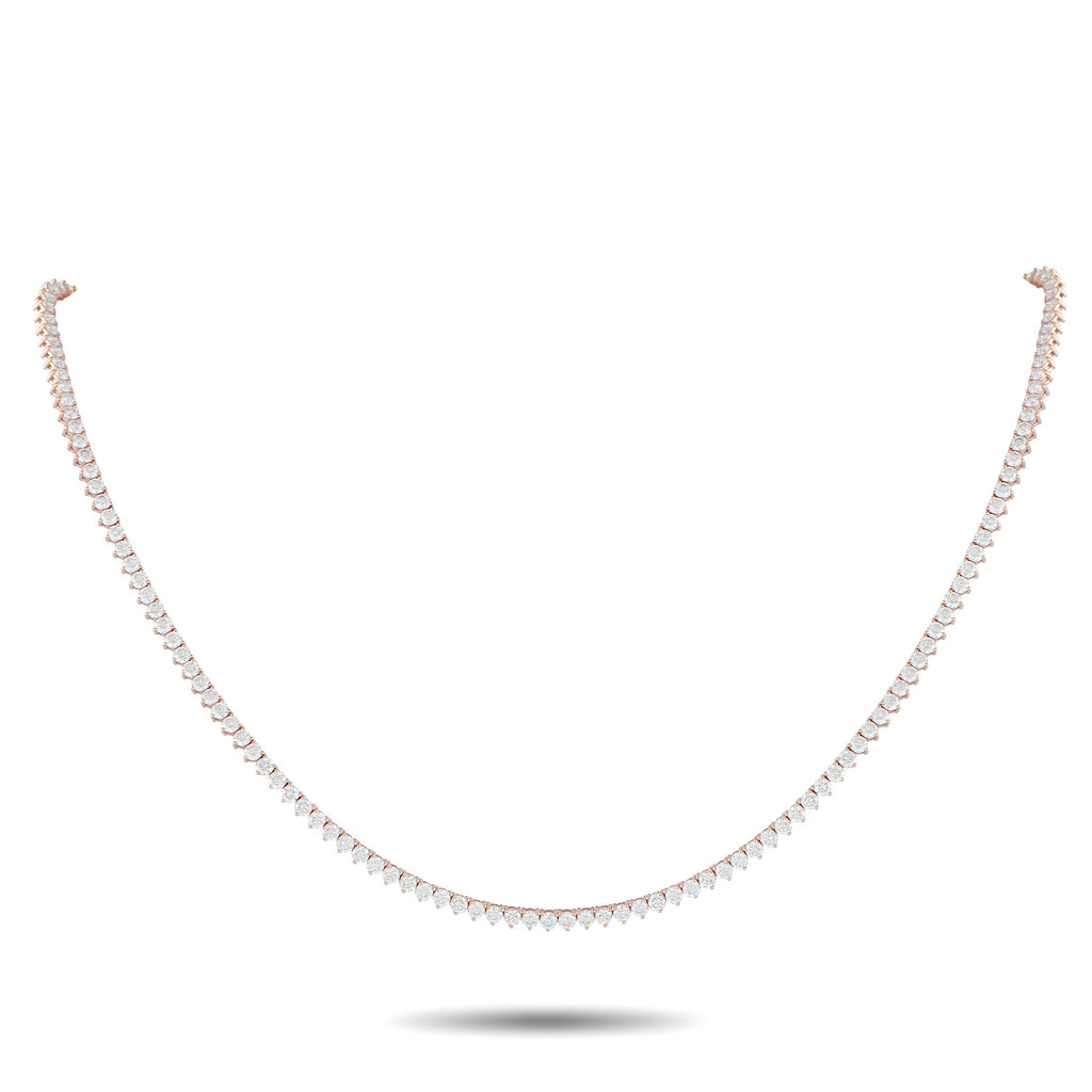 Exclusive 14K Rose Gold 9.05ct Lab-Grown Diamond Tennis Necklace MF07-072325 – Crafted in warm 14K rose gold, this tennis nec