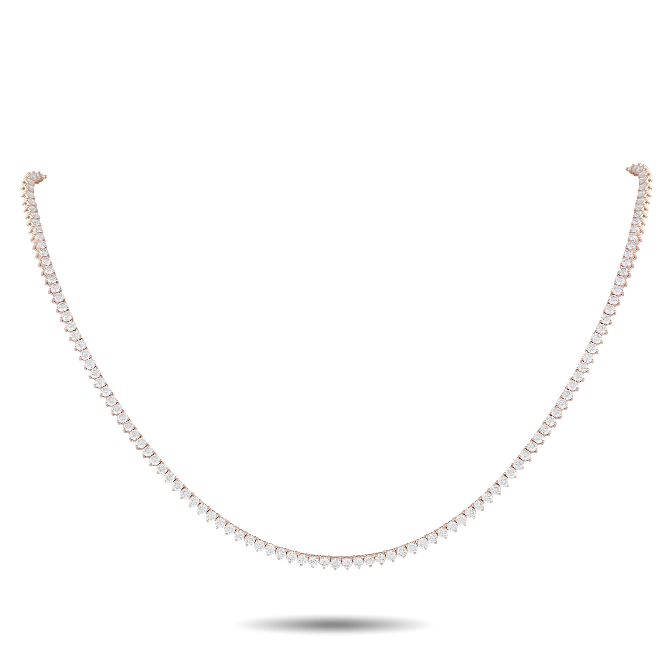 Exclusive 14K Rose Gold 9.05ct Lab-Grown Diamond Tennis Necklace MF07-072325 – Crafted in warm 14K rose gold, this tennis nec