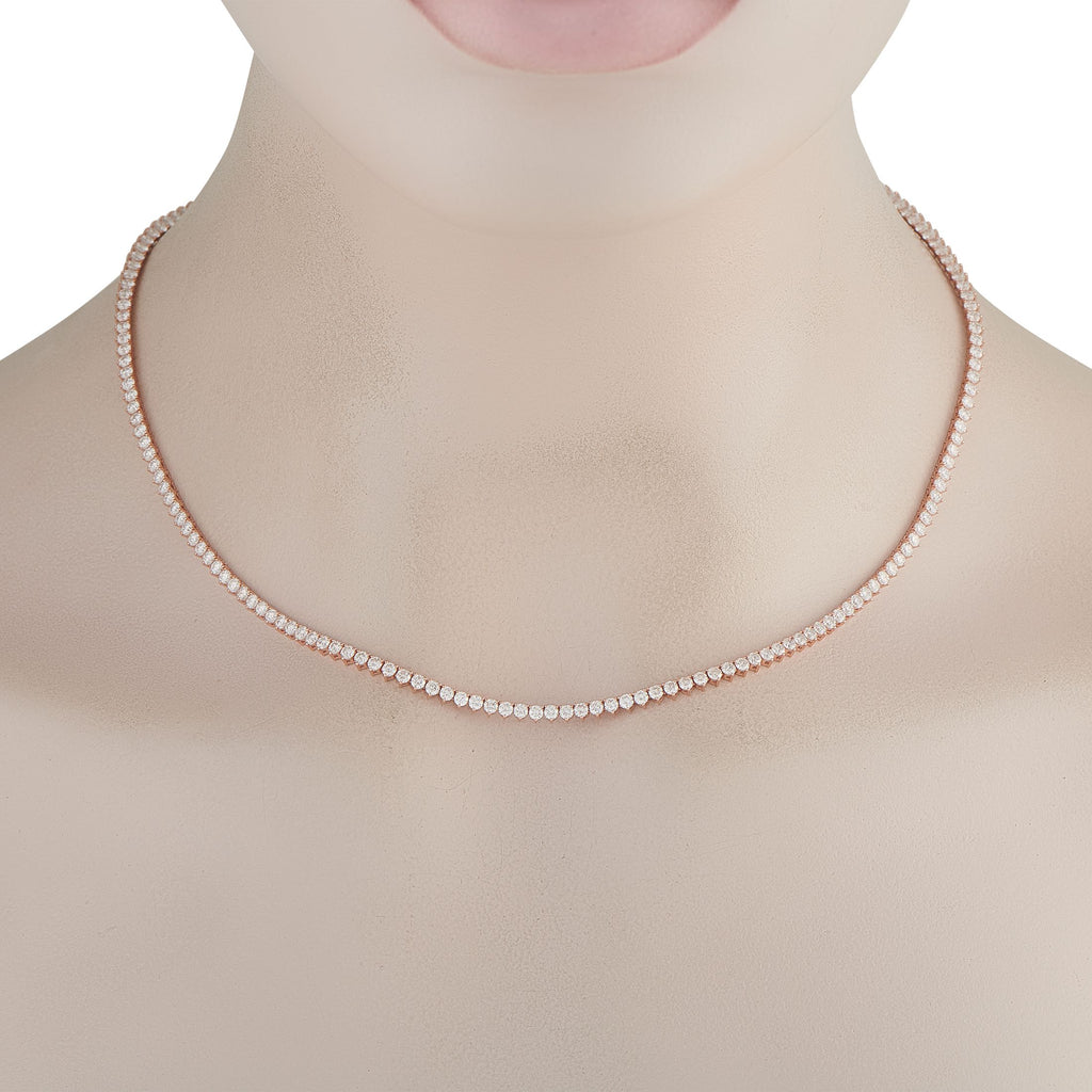 Exclusive 14K Rose Gold 9.05ct Lab-Grown Diamond Tennis Necklace