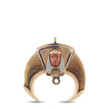 Rose gold masonic claw pendant with Egyptian face, blue enamel, and bail loop