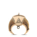 Rose gold masonic claw pendant with pyramid design, blue accents, and bail loop
