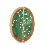 14K Rose Gold Jade and Seed Pearl Brooch