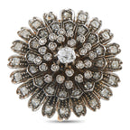 14K Rose Gold and Silver Diamond Starburst Brooch