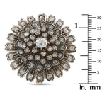 14K Rose Gold and Silver Diamond Starburst Brooch