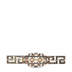 Antique diamond pearl brooch, openwork geometric border with raised center stone