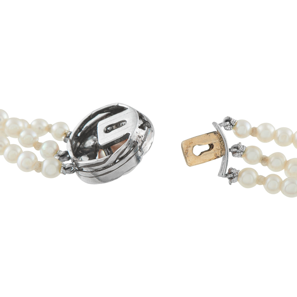 14K Rose Gold and Silver 4.50ct Diamond, Emerald, and Pearl Necklace